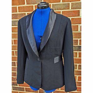 Black Women's Tuxedo Jacket with Satin Trim